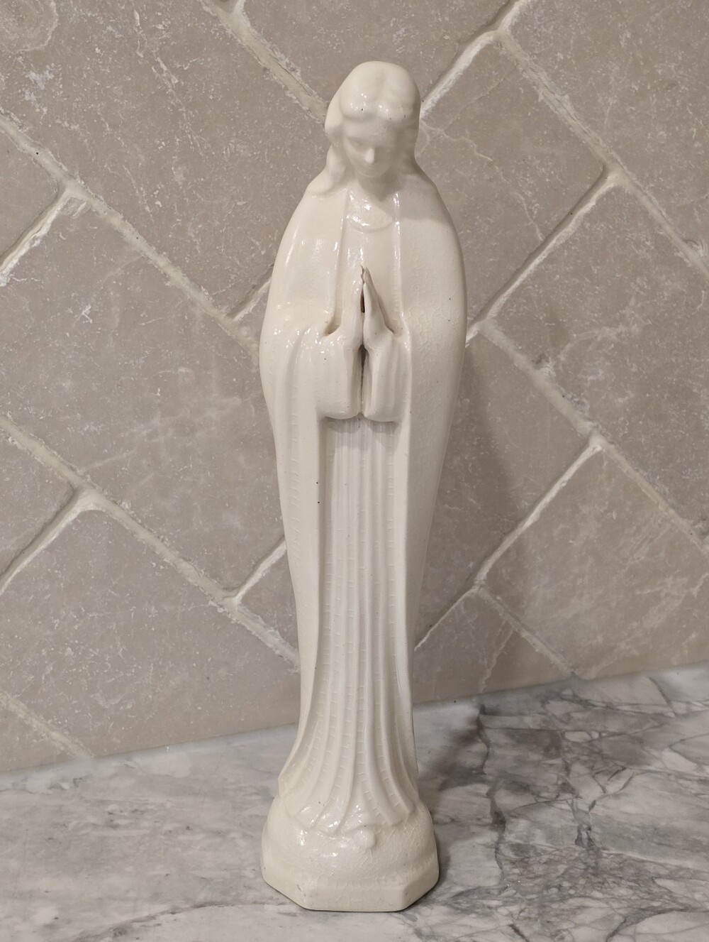 Vintage Parma Ceramic Statue Praying Madonna Mother Mary MCM Japan Sculpture